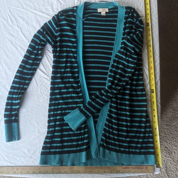 Loft Size Small Thin Navy and Teal Cardigan - Picture 1 of 7